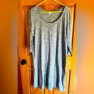 Dress Blue J Jill XL 3/4 Sleeve Pullover Cotton Blue Mini-Stripe, Knee Length